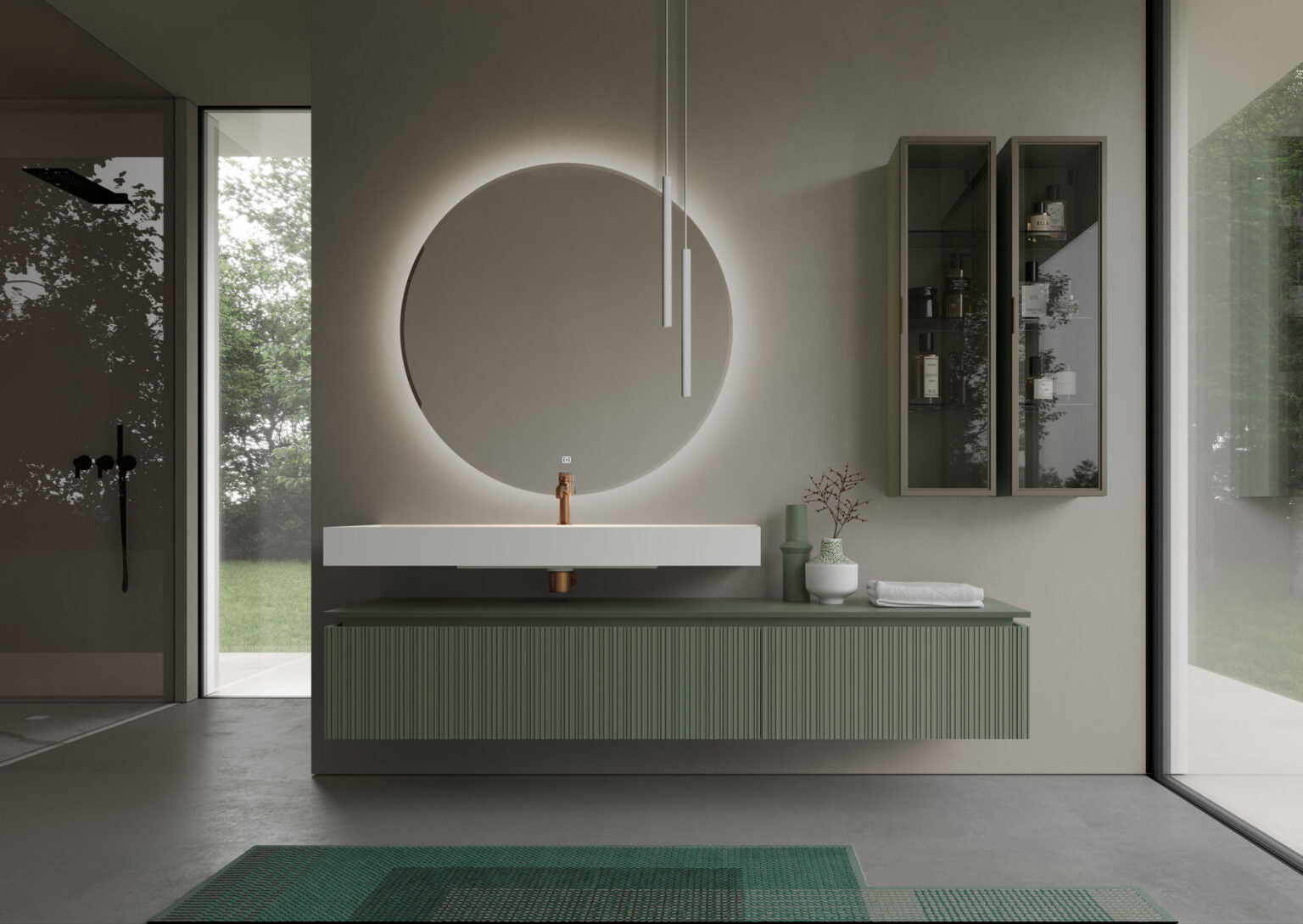 Rund spegel med LED-belysning